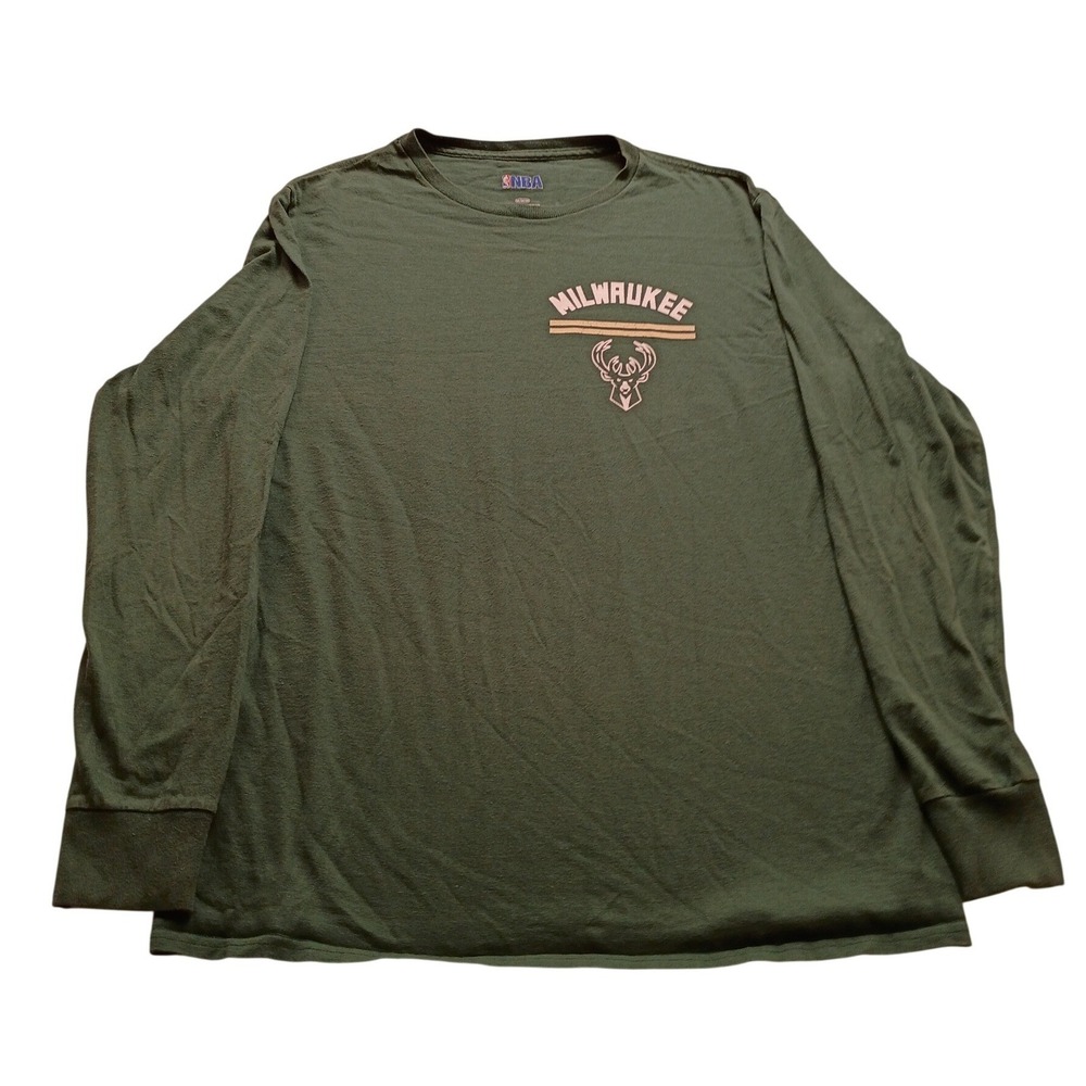 NBA Milwaukee Bucks Men's Long Sleeve Graphic Tee Shirt Size M Green Basketball